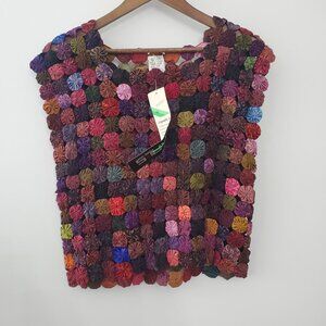 Pearls Womens Vintage 100% Silk Sleeveless Top Free Size Boho Hippie Artsy NWT